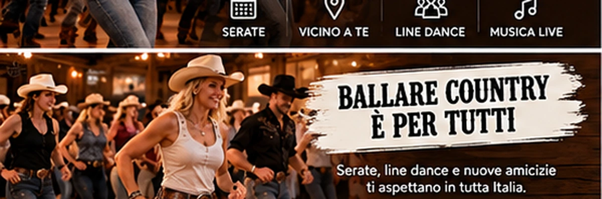 Persone che ballano line dance durante una serata country